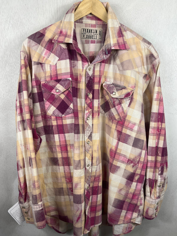 Vintage Western Style Pink, Cream and Lavender Flannel Size XL