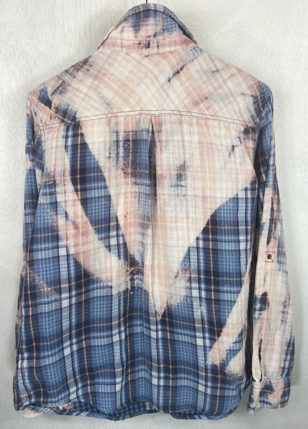 Vintage Western Style Light Blue, Pink and Cream Lightweight Cotton Size Small
