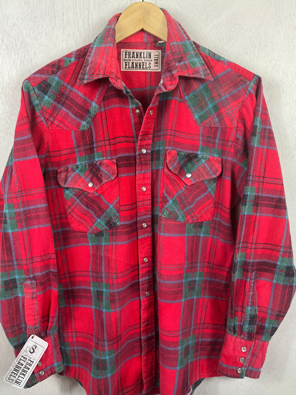 Vintage Western Style Red, Green and Blue Flannel Size Small