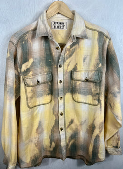 Vintage Light Yellow, Grey and Camel Flannel Jacket Size Medium