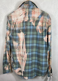 Vintage Light Blue, Pink and Sage Flannel Size Large
