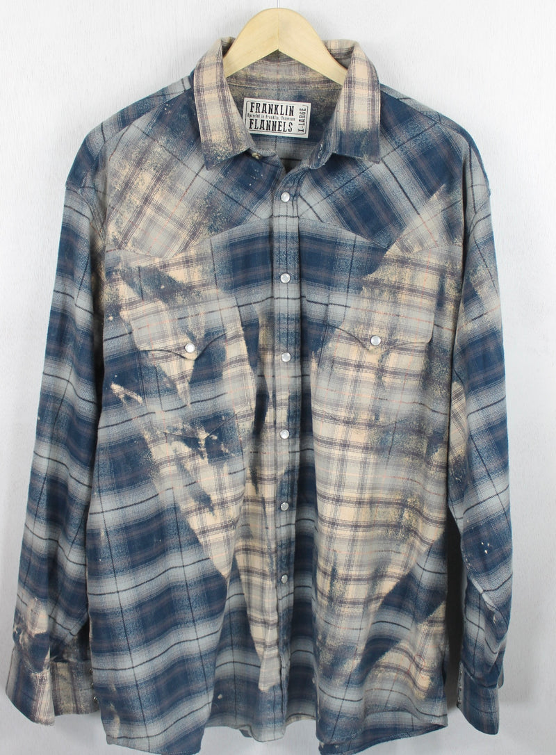 Vintage Western Style Blue, Grey and Cream Flannel Jacket Size XL