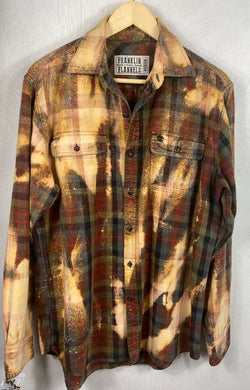 Vintage Army Green, Gold, Grey and Red Flannel Size Medium