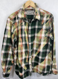 Vintage Green, White and Gold Flannel Size Large