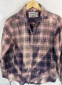 Vintage Purple, Lavender and Navy Blue Flannel Size Small