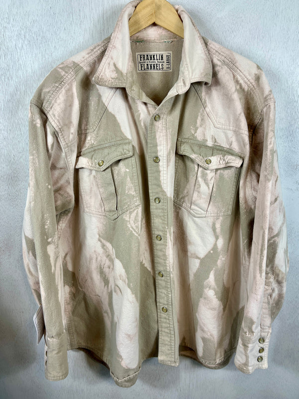 Vintage Western Style Light Sage and Pale Pink Flannel Jacket Size XL