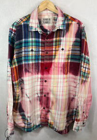 Vintage Pink, Turquoise and Green Flannel Size Large
