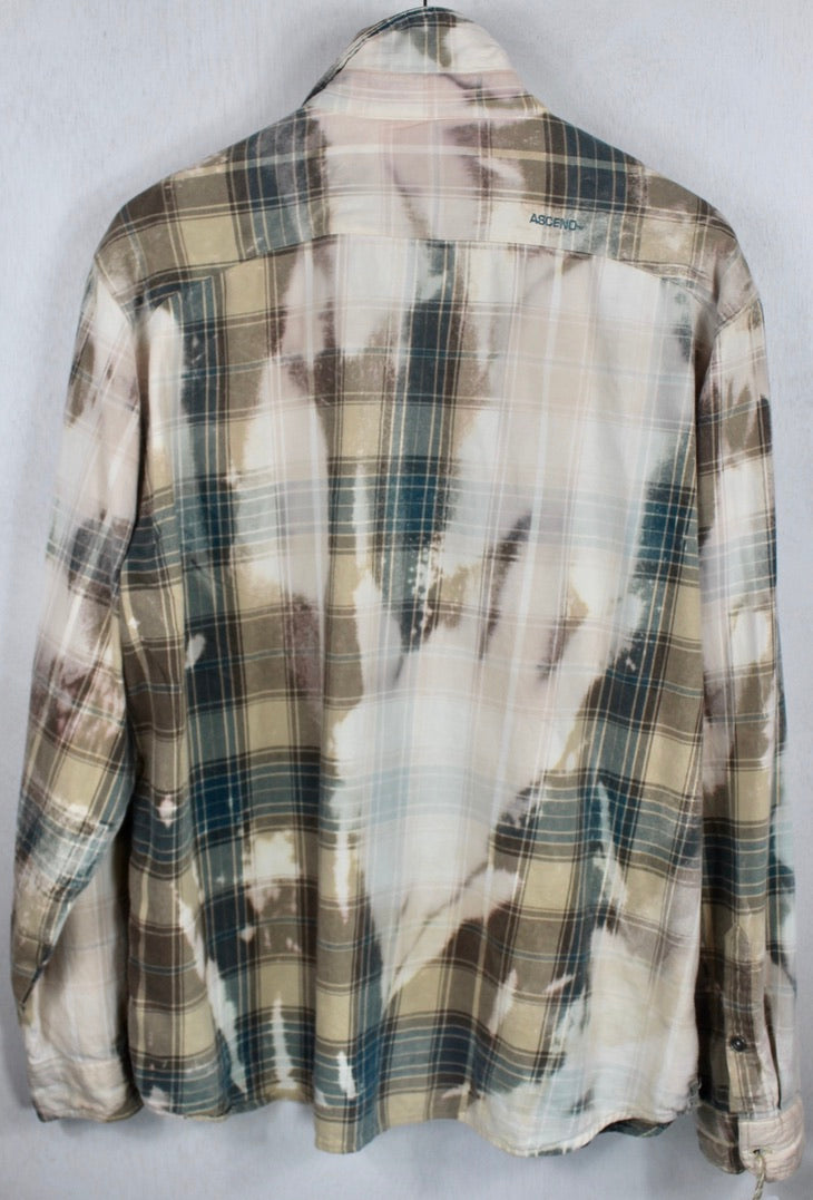 Vintage Teal Blue, Brown and Sand Flannel Size XL