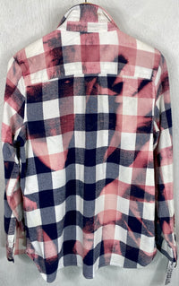 Vintage Navy Blue, White and Pink Flannel Size Small