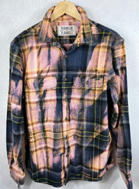 Vintage Navy, Pink and Gold Flannel Size Large