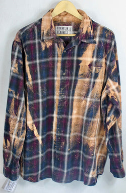 Vintage Deep Navy, Burgunday and Rust Flannel Size XL
