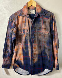 Vintage Navy Blue, Rust and Red Flannel Size Medium