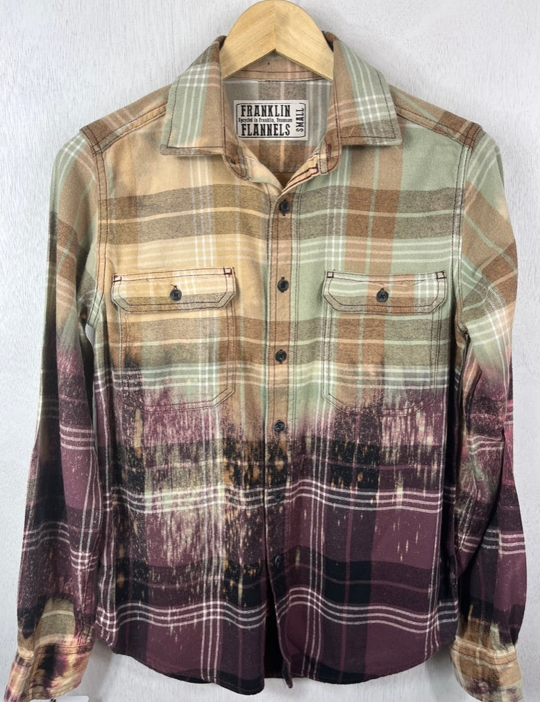 Vintage Plum, Sage and Gold Flannel Size Small