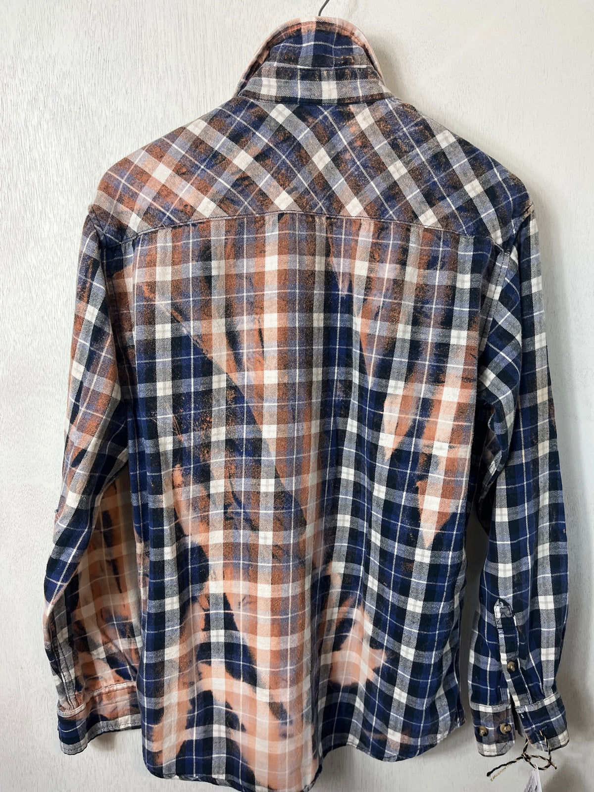 Vintage Navy Blue, Black, White and Rust Flannel Size Medium
