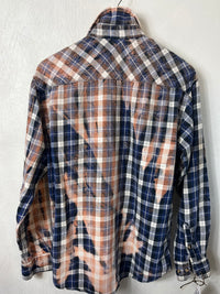 Vintage Navy Blue, Black, White and Rust Flannel Size Medium