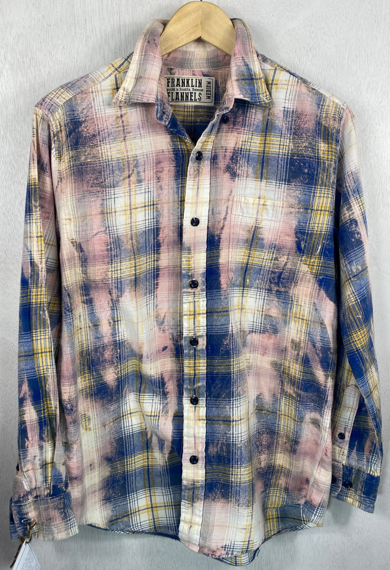 Vintage Blue, Pink, Yellow and White Flannel Size Medium