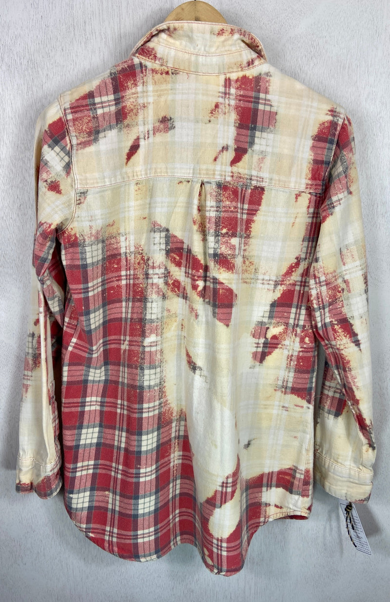 Vintage Cream and Light Red Flannel Size XS