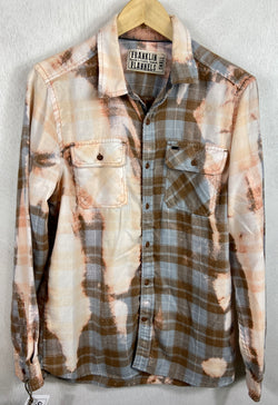 Vintage Light Blue, Peach and Brown Flannel Size Small
