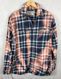 Vintage Navy Blue, Dusty Rose and White Flannel Jacket