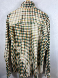 Vintage Green, Brown, Yellow and Cream Flannel Size XXL