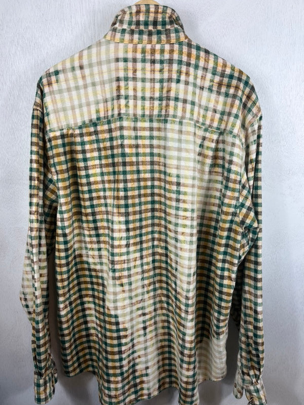 Vintage Green, Brown, Yellow and Cream Flannel Size XXL
