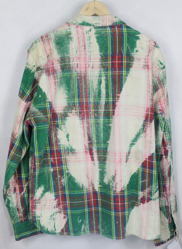 Vintage Kelly Green, Red and Cream Flannel Size Large