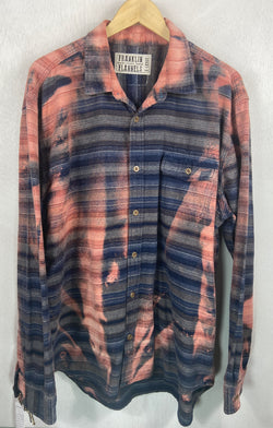 Vintage Navy Blue, Grey and Dusty Rose Flannel Size XL