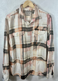 Vintage Pink, Black, Cream and Peach Flannel Size Large