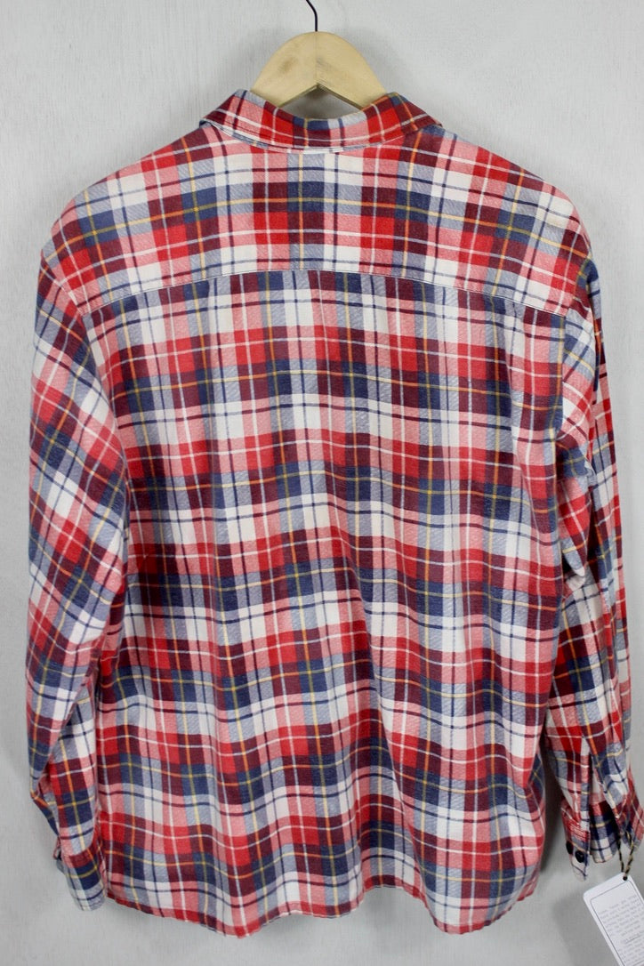 Vintage Retro Red, Blue, and White Flannel Size Large