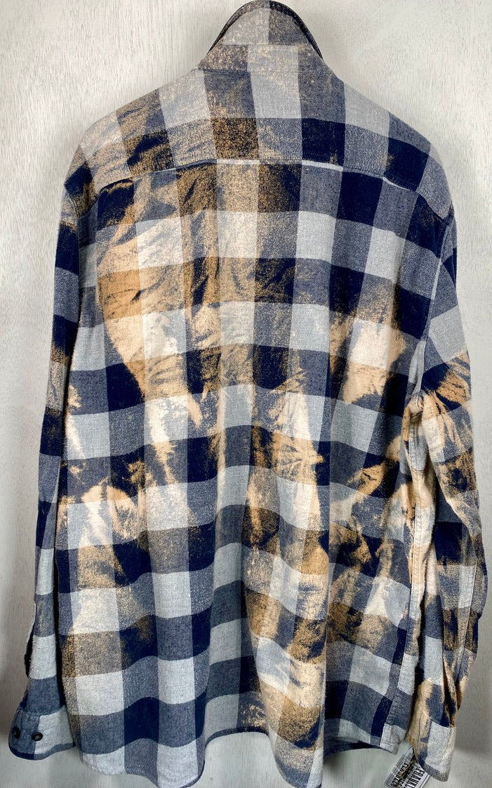 Vintage Navy Blue and Grey Flannel Size XL Tall