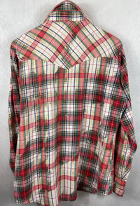 Vintage Western Style Red, Green and White Flannel Size Large