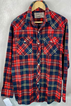 Vintage Western Style Red, Blue and Yellow Flannel Size Medium