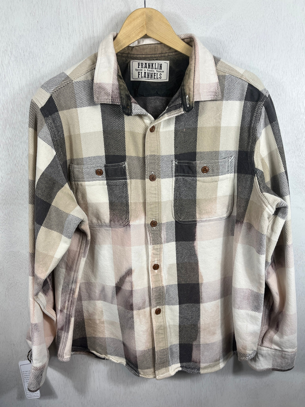 Vintage Grey, Taupe, White and Pale Pink Flannel Jacket Size Medium