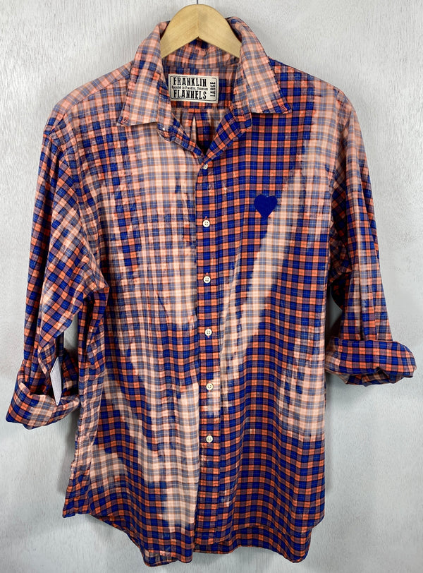 Vintgae Royal Blue and  Orange Lightweight Cotton Size Large