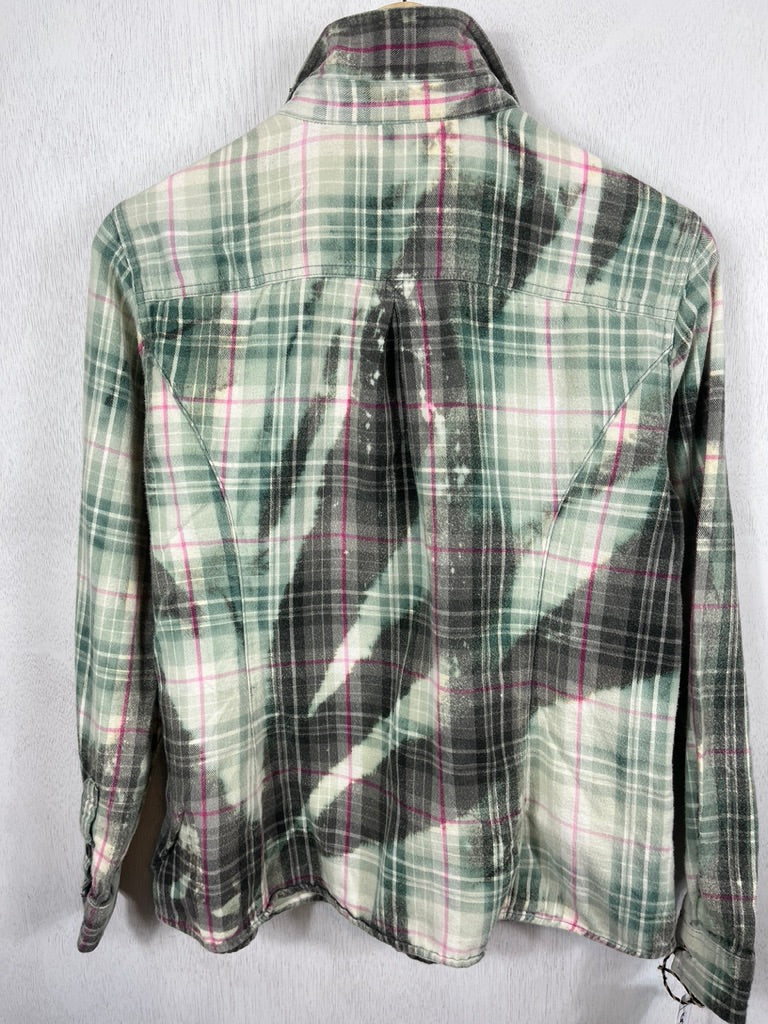 Vintage Sage, Dark and Seafoam Green Flannel Size Small