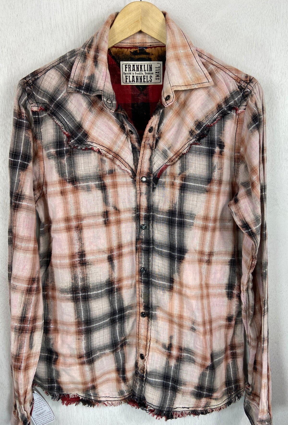Vintage Western Style Black, White and Peach Lightweight Cotton Size Small