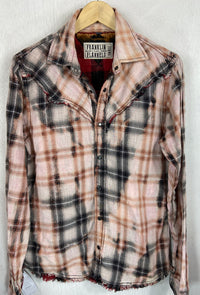 Vintage Western Style Black, White and Peach Lightweight Cotton Size Small