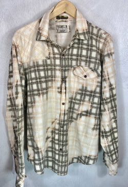 Vintage Western Style Light Brown and Cream Flannel Size XL