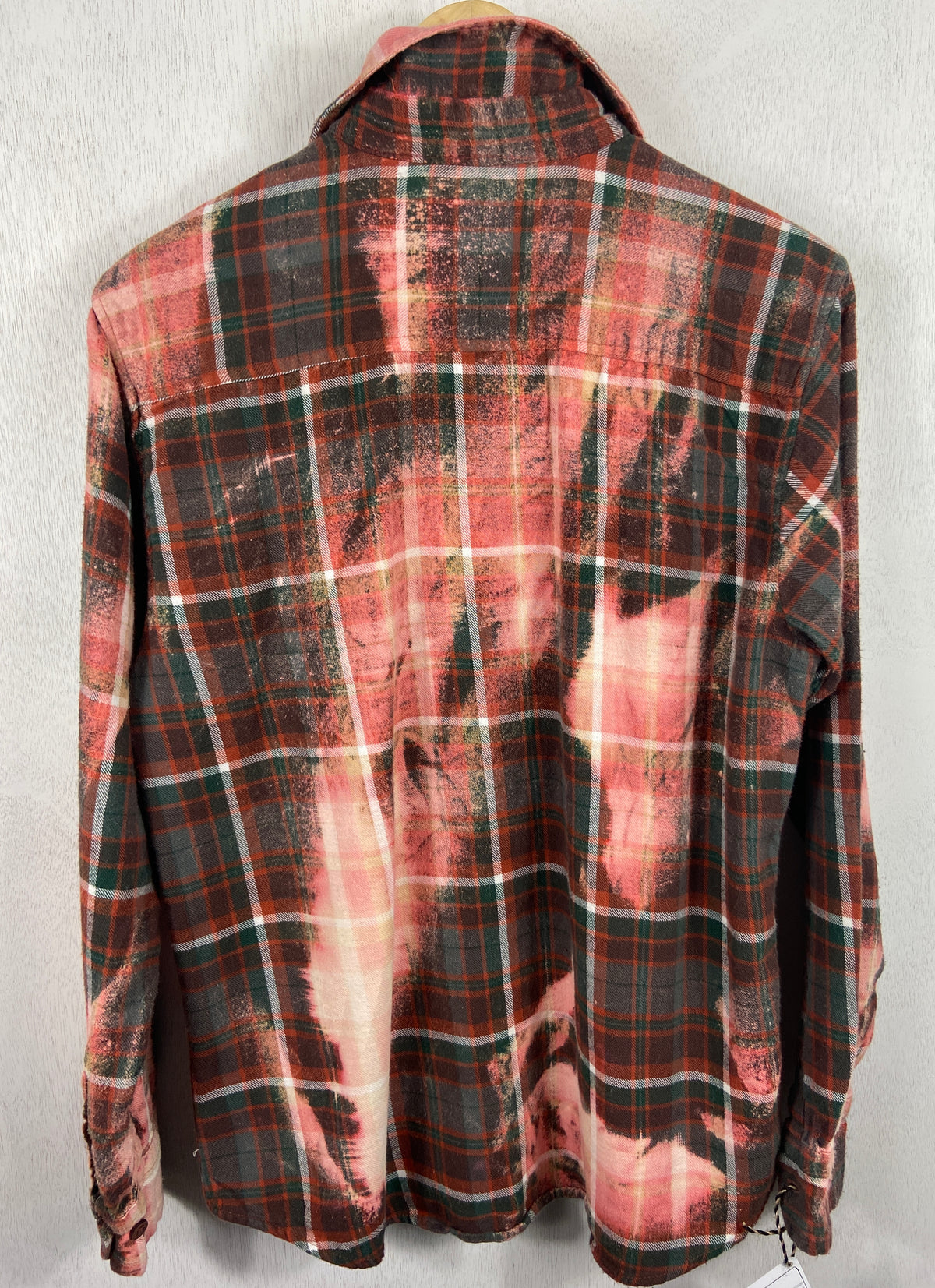 Vintage Green, Rust and Pink Flannel Size Medium