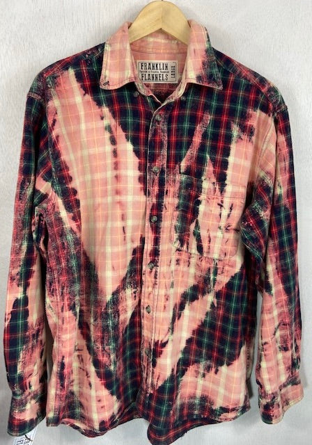 Vintage Navy, Dark Green, Red and Pink Flannel Size Large