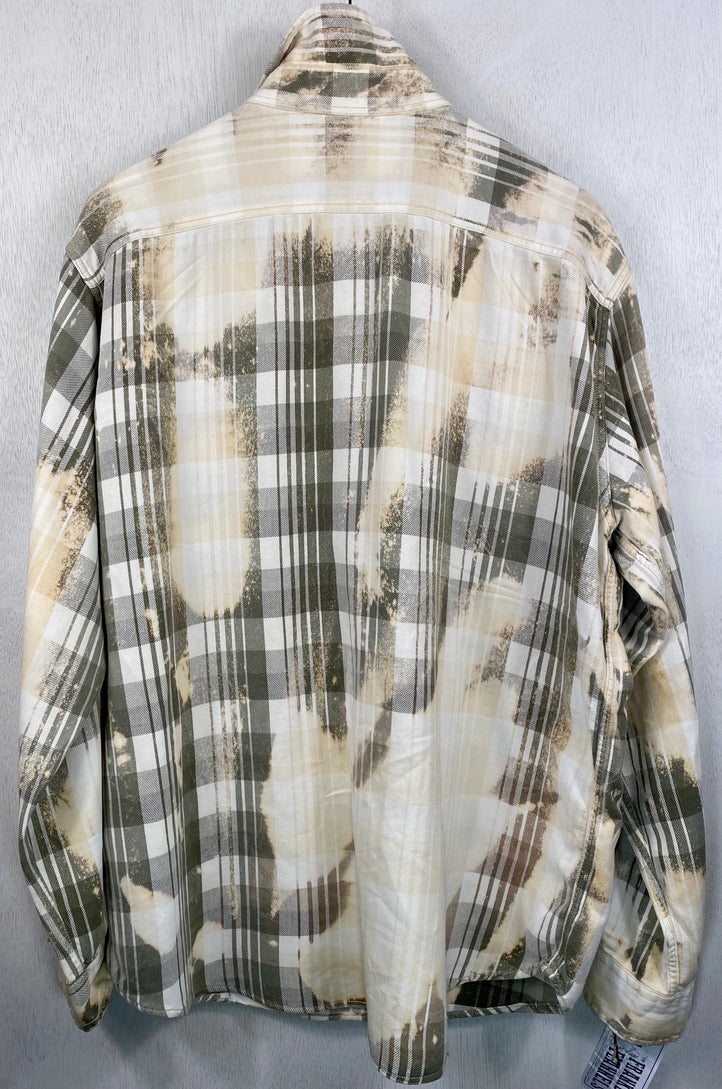 Vintae Taupe, Cream and Peach Flannel Size Large