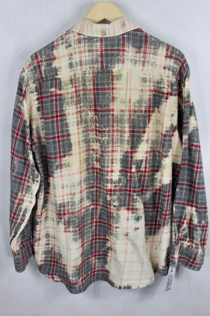Vintage Grey, Red, and Cream Flannel Size Large
