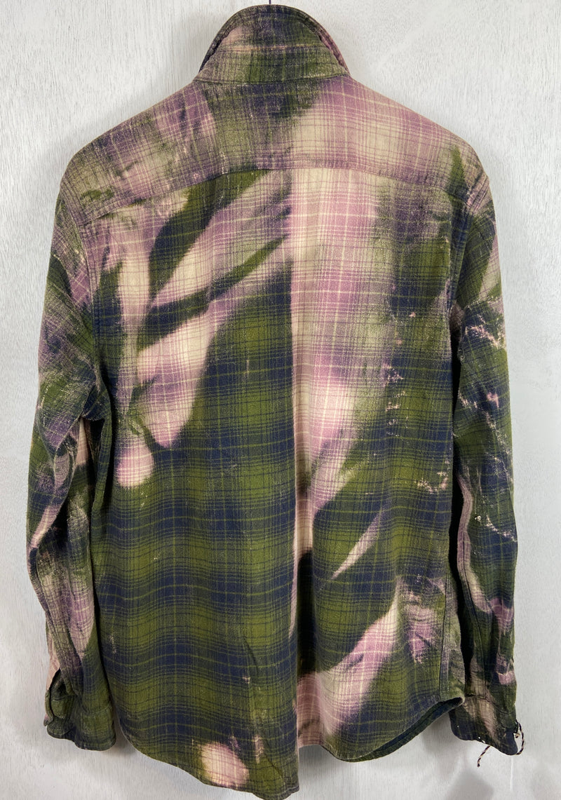 Vintage Army Green and Lavender Flannel Size Large