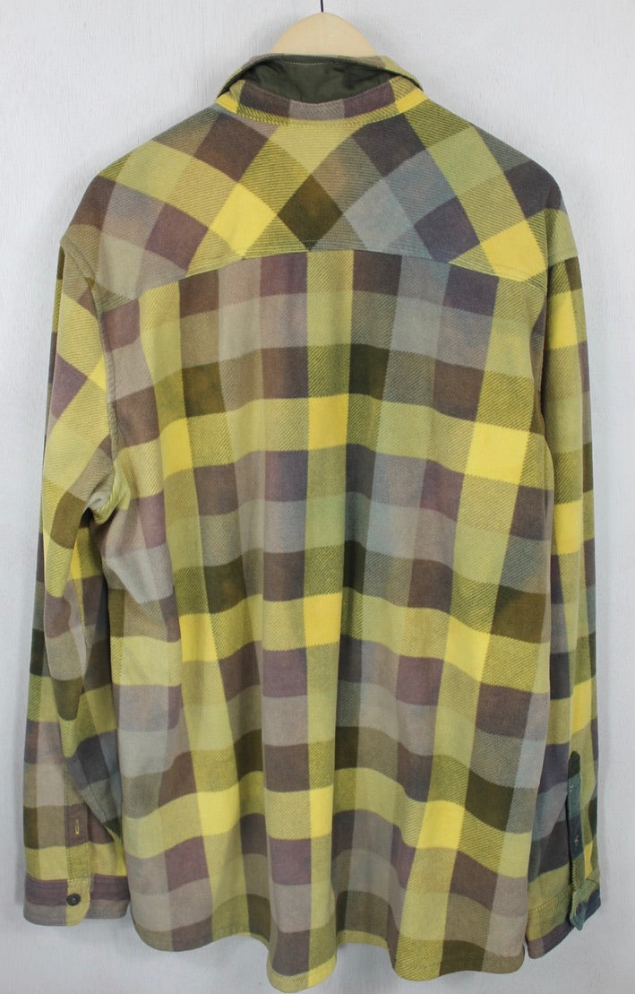 Vintage Yellow, Brown and Taupe Flannel Size XL