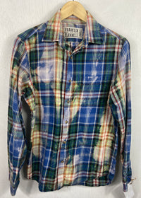 Vintage Royal Blue, Green and Rust Lightweight Cotton Size Small