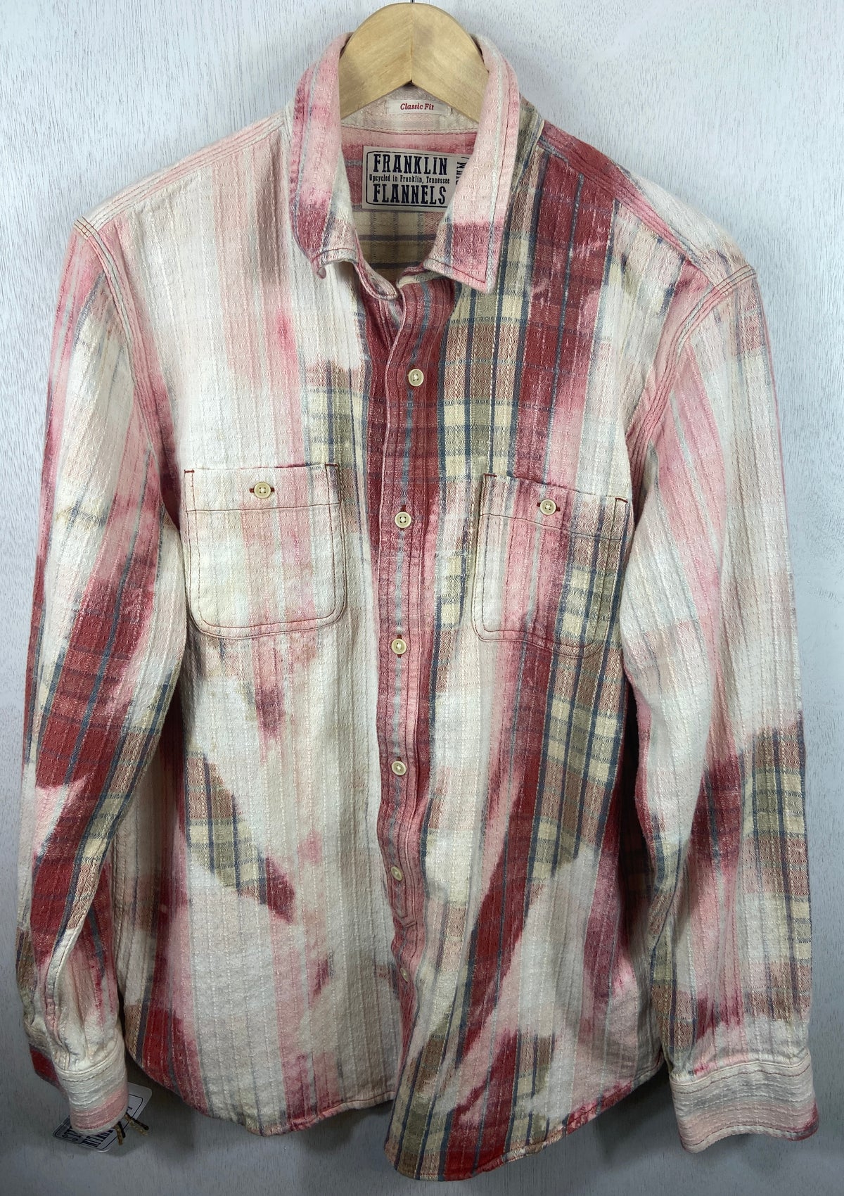 Vintage Pink, White and Sage Green Cotton Size Medium
