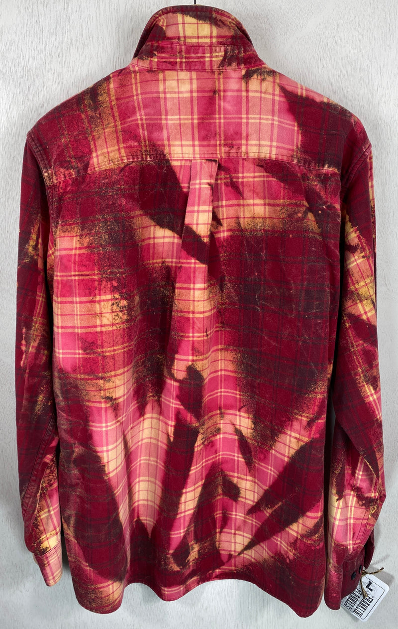 Vintage Red, Pink and Pale Yellow Flannel