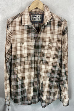 Vintage Grey, Cream and Tan Flannel Size Small