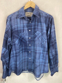 Vintage Navy and Denim Blue Flannel Size Small