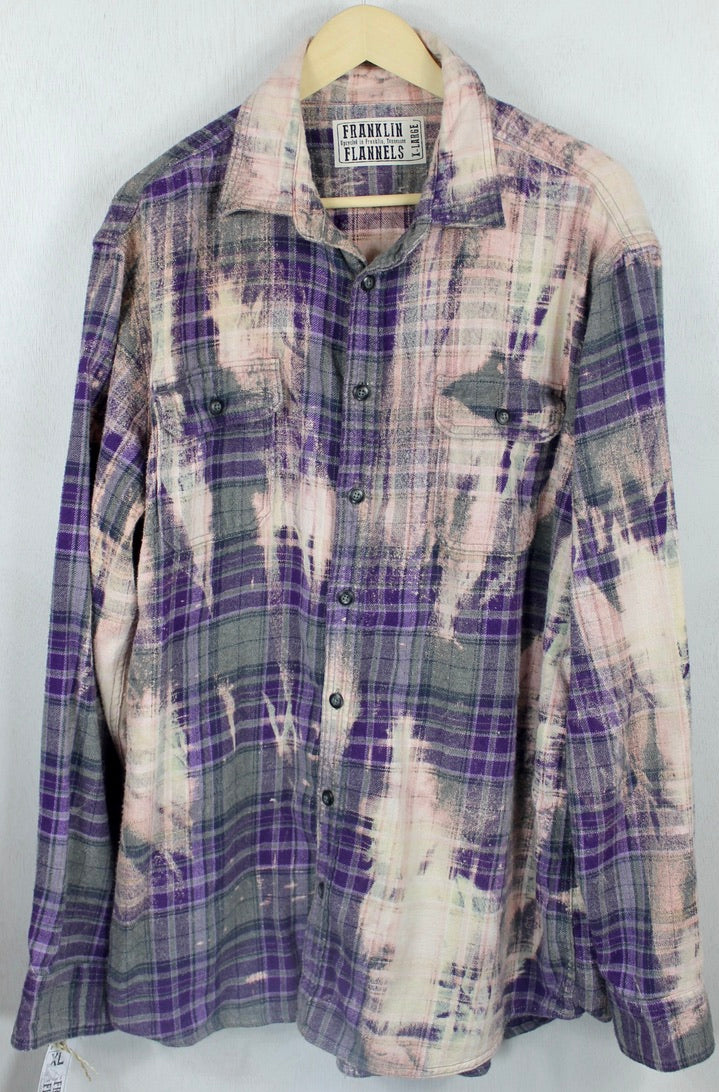 Vintage Purple, Grey and Light Pink Flannel Size XL